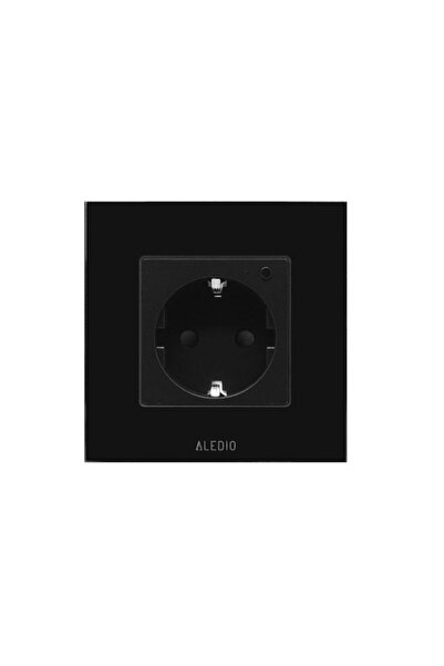 ALEDIO Έξυπνη πρίζα απλή, Γερμανικό πρότυπο 2P+T, Γυάλινο πλαίσιο, 16A, WiFi, Μαύρο, Aledio A1PWFN