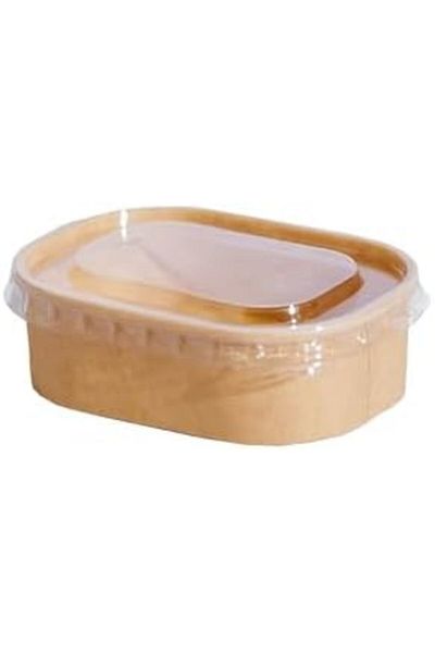 Ideal Pack Kraft Mini Rectangular Containers – 150ML (10 Pcs) | Eco-Friendly & Sturdy Food Packagi
