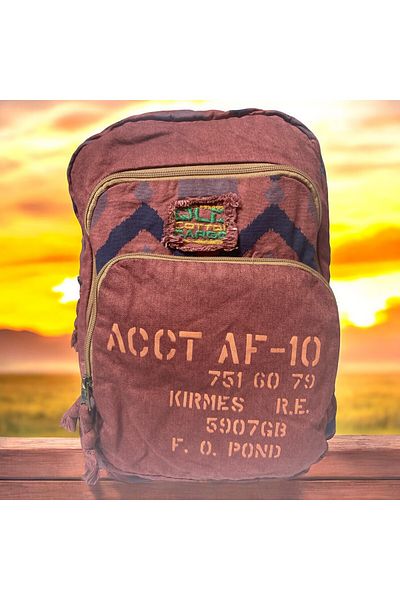 Old Cotton Quality Colorful Vintage Disayn Backpack Trip School Travel Bag 30cm X 42cm