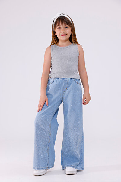 GİYİCEM TEKSTİL Дънки за момичета с дължина до коляното, измити с камъни 2210