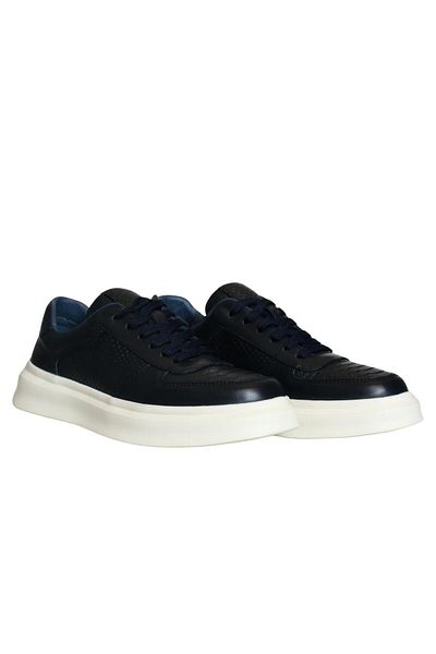 Platin Navy Blue Leather Men's Sneakers