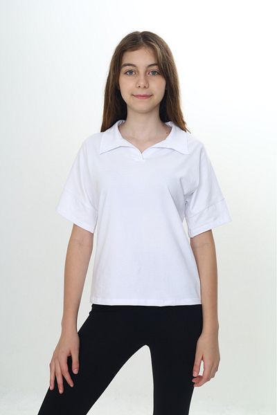 Toontoy Girl's School Polo Neck T-Shirt