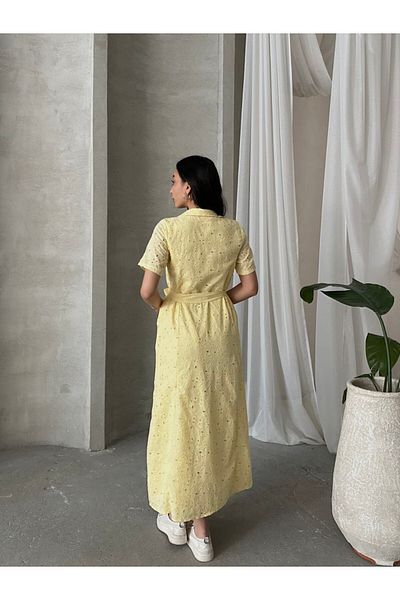PİNK FLY Rochie din bumbac importat cu model de flori de croton, cu buzunar și curea