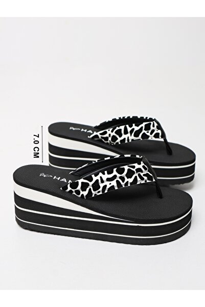 HANOX Aphrodite High Platform Heel Black Women's Flip Flops Beach Slippers Flip Flops (7.0) cm