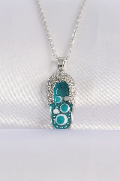 Skygo 316L Steel Chain Zircon Stone Silver Color Evil Eye Slipper Design Necklace - Tj-Bko8665
