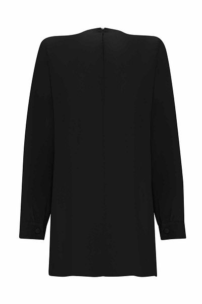 MISS DALIDA Black Front Moving Cut Cupro Tunic T25Y-6026