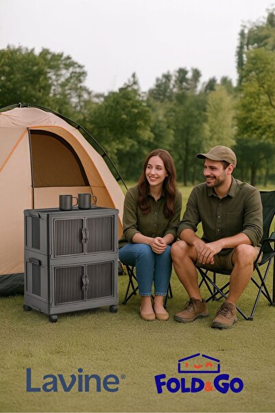 obido Fold&Go 2'Lü Portatif Organizer Tekerlekli Dolap ”Antrasit” Çok Amaçlı Mıknatıs Kapaklı Katlanır