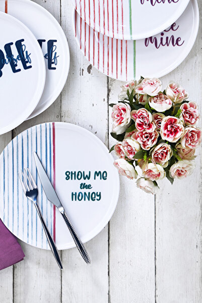 Fecra Text 6 Piece Cake Plate Set