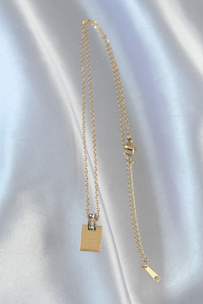 Skygo Gold Colored 316L Steel Zircon Stone Love Letter Necklace - TJ-BKO8907