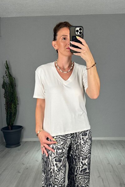 lady special Βασικό μπλουζάκι Modal Fabric V-Neck