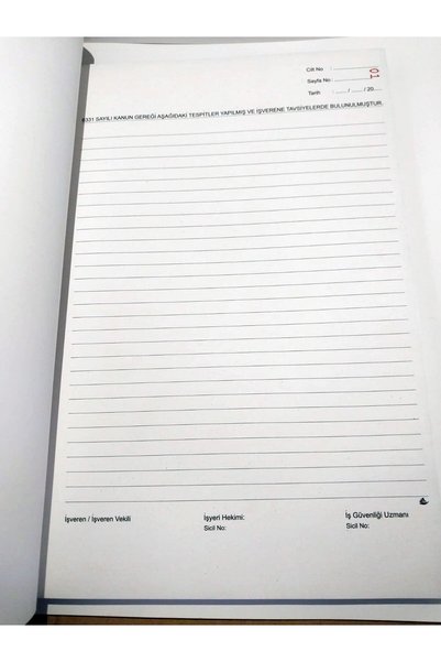 ÖZKAN Work Health and Safety Detection Proposal Notebook 20 Sheets 3 Nüsha Cardboard Cover