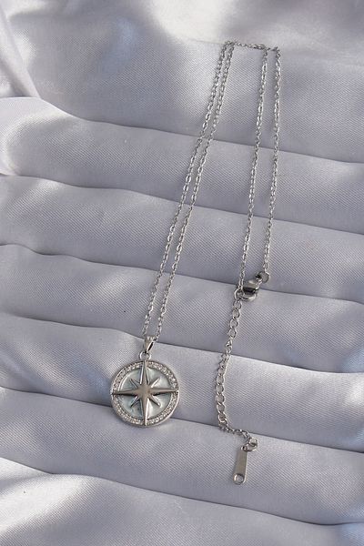 Skygo 316l Steel Silver Colored Polar Star Necklace with Zirconia - Tj-bko9012