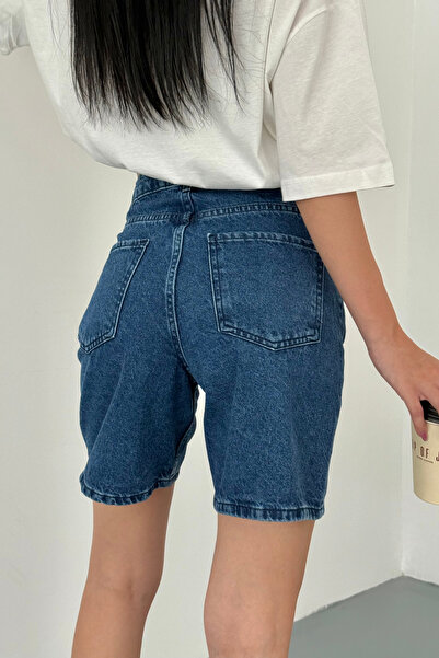 alanora Kadın Yüksek Bel Straight Fit Şort Jeans