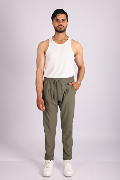 JAKOTTO Regular Cut Double Leg Men's Trousers with Elastic Waist