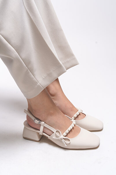 Riccon Elyelyrra Γυναικεία παπούτσια με τακούνι 0012127 Μπεζ δέρμα