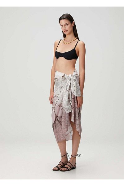 Barine Gingko Flower Patterned Cotton Pareo & Sarong