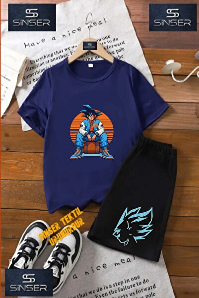 SS SİNSER تي شيرت برقبة دائرية مطبوع خاص للأطفال للجنسين "GOKU CANTA USTUNDE ...