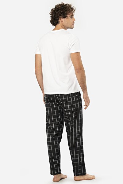 Cacharel Σετ πιτζάμες με κοντό μανίκι με λαιμόκοψη σε σχήμα V και καρό κάτω μέρος με τσέπες