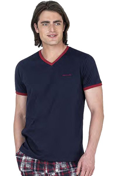 Pierre Cardin Men's V-Neck Summer Pajama Set, 100% Cotton