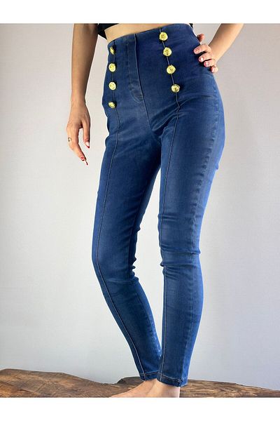 Gönülden Tasarım Button Detail Licyral Jeans Size S