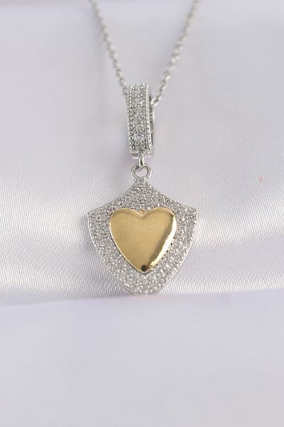 Skygo 316L Steel Chain and Silver Color Zircon Stone Heart Necklace - TJ-BKO8661