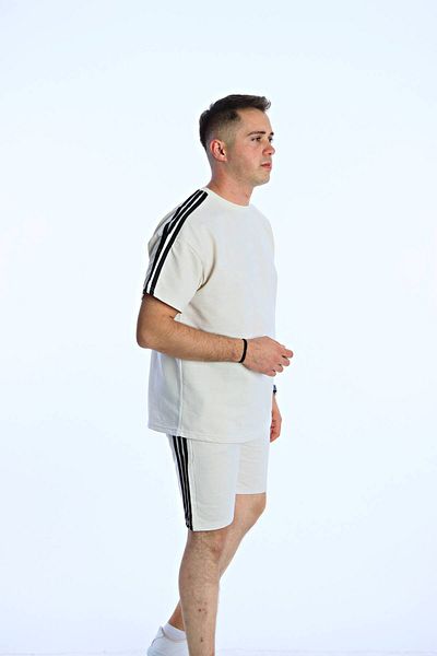 TMB 3 Stripe Shorts Set Cream