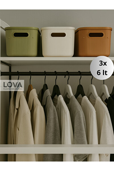 Lova 6 lt Shell Kapaklı Saklama Kutusu (3 adet) (Renkli)