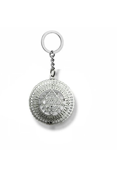 Herşey Nota Sri Yantra Symbol Unisex Keychain – Spiritual Energy and Balance Figure