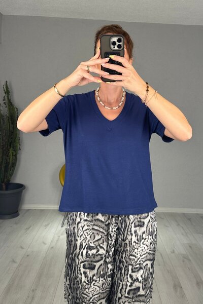lady special Modal Fabric V-Neck Basic T-Shirt