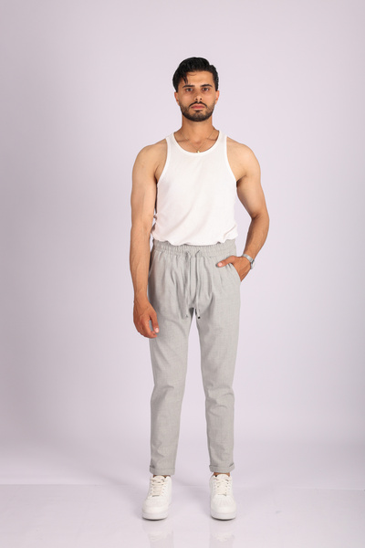 JAKOTTO Regular Cut Double Leg Men's Trousers with Elastic Waist