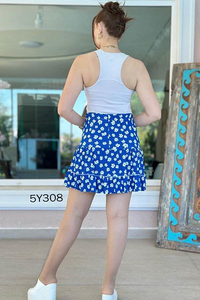 İnce Topuk Wrapped Ruffle Shorts Skirt 5Y308