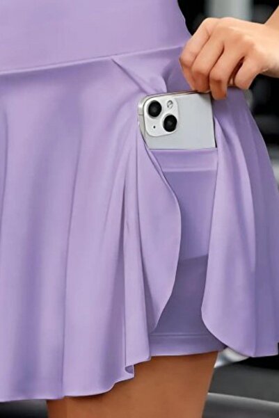 Mossta Fusta scurtă Sandy cu talie înaltă și detaliu de buzunar - Liliac