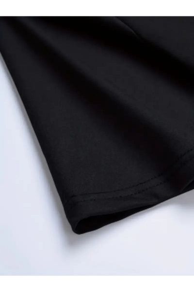 VBSVİBES Black Oversize T-Shirt – Unisex Model with Paris Written Stripe Detail