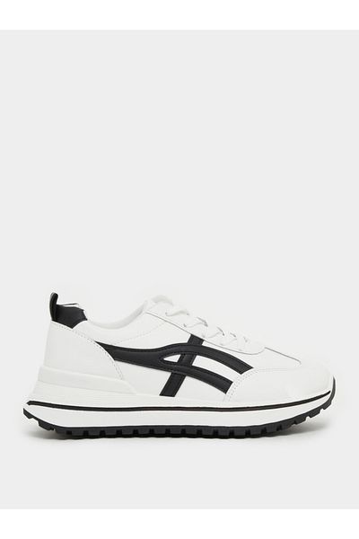 Styli Contrast Trim Lace-Up Chunky Sneakers with Back Pull Tab