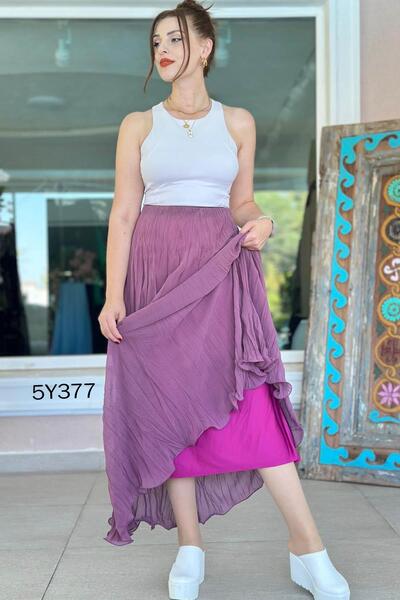 İnce Topuk Lined Chiffon Skirt 5Y377