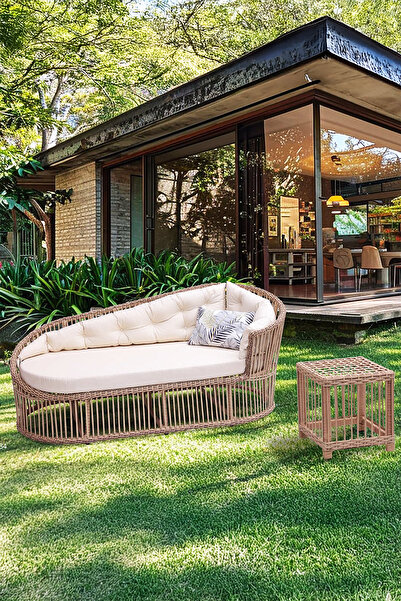 Niron Manolya Rattan Şezlong Takımı – Alüminyum Gövde + Su Geçirmez Minder + Sehpa Hediyeli