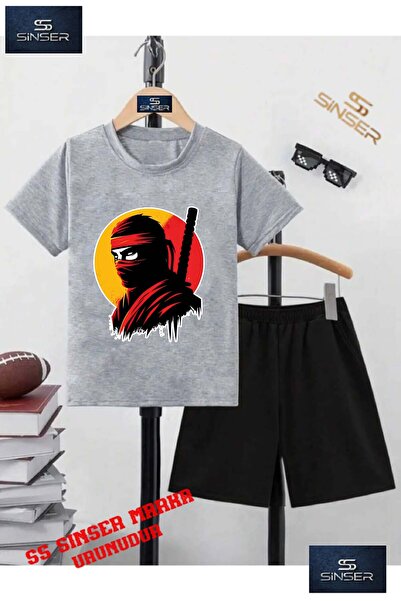 SS SİNSER Children's Unisex “Samurai Masked Head“ Custom Printed Crew Neck T-...