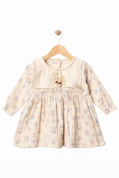 minuma Baby Girl Sailor Collar Floral Patterned Dress 9/24 Months