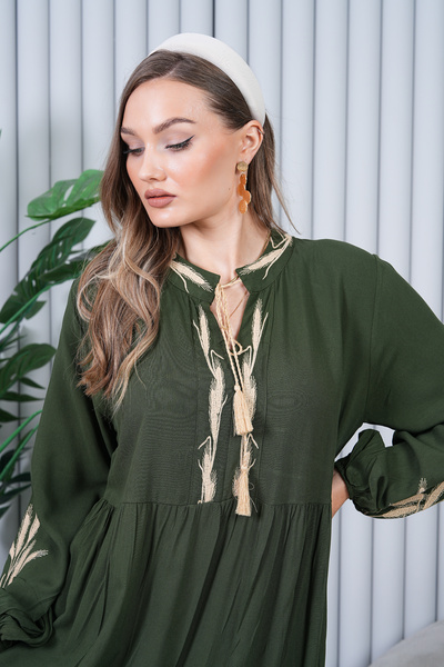 EL jadida Γυναικείο μακρύ ρόμπα χακί μεγάλου μεγέθους