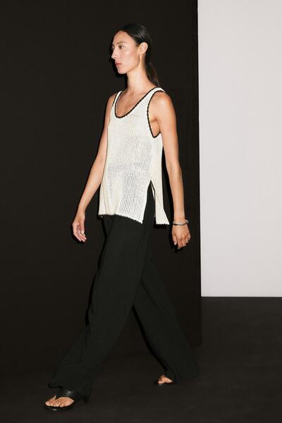 Massimo Dutti %100 pamuklu askılı kroşe top