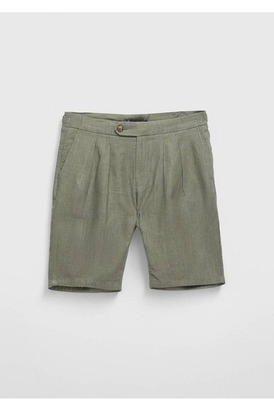 Ramsey Khakifarbene, gewebte Komfort-Bermudashorts aus 100 % Baumwolle