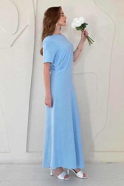 Elbee Fashion Woman Pleated Crew Neck Dress