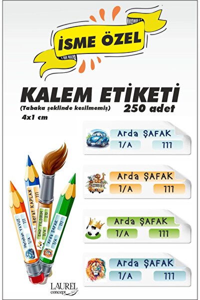 laurelconcept Okul Kalem Etiketi Kalem Sticker Isme Özel Okul Kalem Etiketi S...