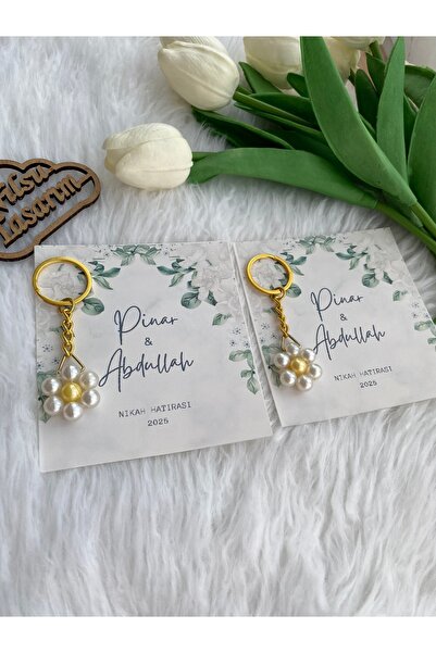 10 Pieces Daisy Keychain-Personalized Card-Promise-Engagement-Henna-Wedding-Wedding Gift