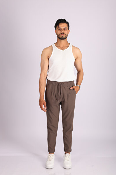 JAKOTTO Regular Cut Double Leg Men's Trousers with Elastic Waist