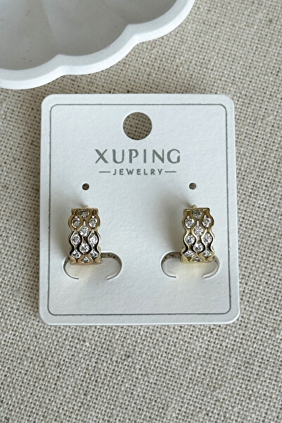 Modacaprea Xuping 14K Taşlı Halka Klipsli Kadın Küpe – Kararmaz | Kadın Takı Xuping Küpe