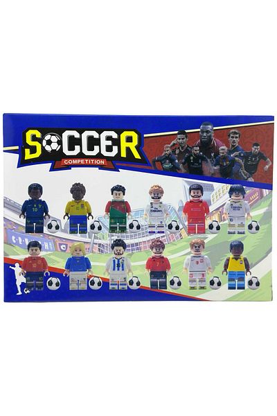 JPT Set of 12 football player figures compatible with Blockheroes building blocks