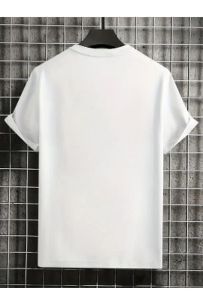 VBSVİBES White Oversize T-Shirt – Unisex Model with Paris Written Stripe Detail