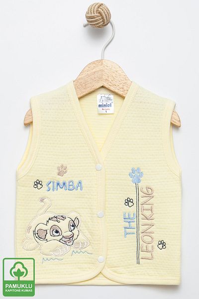 Miniel Baby Boy Lion Embroidered Organic Cotton 6-18 Months Quilted Baby Vest