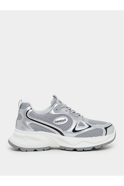 Styli Round Toe Lace-Up Chunky Sneakers with Back Pull Tab